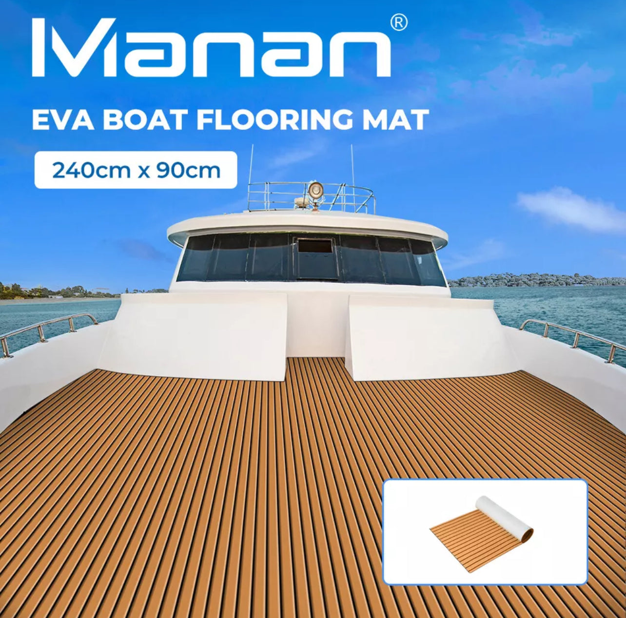 240cmx90cm Marine Flooring Faux Teak EVA Foam Boat Yacht Decking Sheet Brown AU