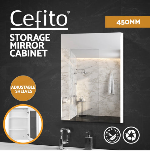 Cefito Mirror Cabinet Bathroom Shaving Vanity Wall Storage Medicine White 9350062160770