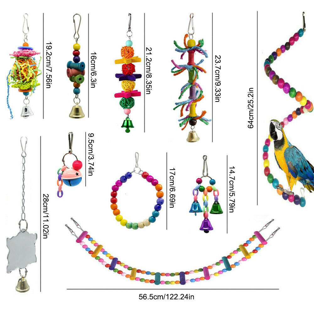 10X Parrot Hanging Swing Bird Toy Harness Cage Ladder Parakeet Cockatiel Hammock - Bright Tech Home