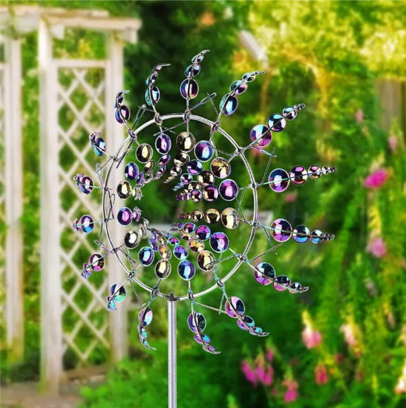 Magical Wind Powered Kinetic Windmill Metal And Sculpture Spinner Garden Unique