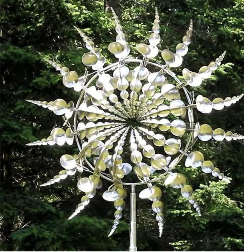 Magical Wind Powered Kinetic Windmill Metal And Sculpture Spinner Garden Unique