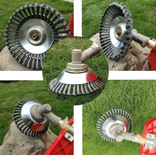 8" Weed Brush Steel Wire Trimmer Wheel Garden LawnMower Head Tool Grass Cutter - Bright Tech Home