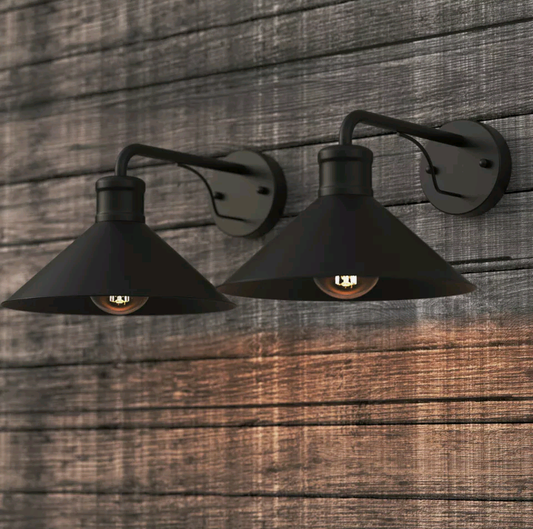 2x Wall Lamp Vintage Outdoor Wall Sconce Farmhouse Barn Light Garden Ip44 Black - Bright Tech Home