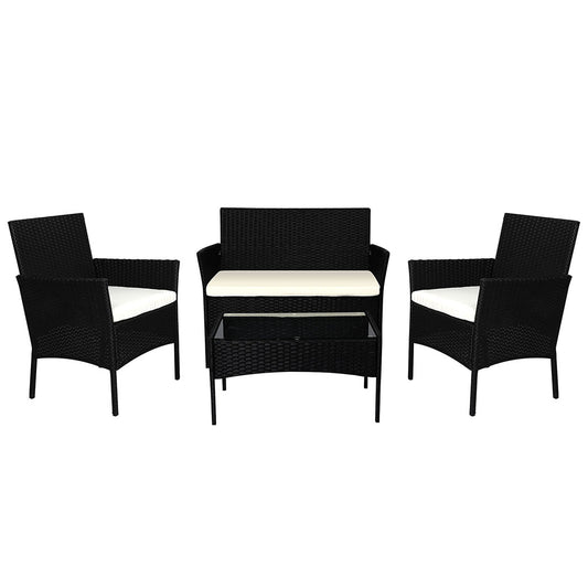 Levede 4 PCS Outdoor Furniture Setting Patio Garden Table Chairs Set Wicker Seat