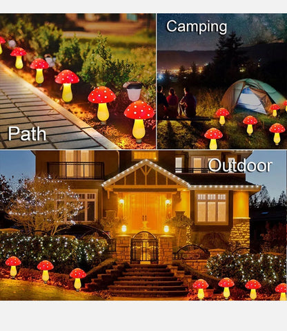 Solar Mushroom Fairy String Light LED Outdoor Garden Ornament Statues Yard Decor