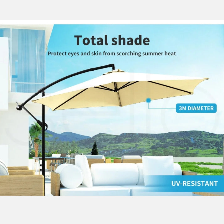 Mountview 3M Outdoor Umbrella Cantilever Umbrellas Base Stand Garden Patio Beach