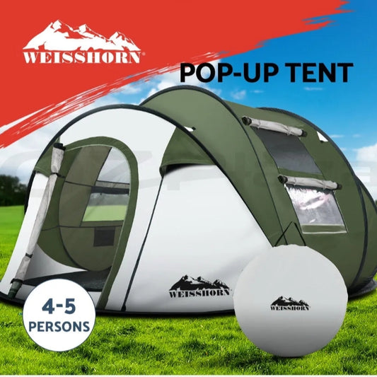 Weisshorn Instant Up Camping Tent 4-5 Person Pop up Tents Family Hiking Dome