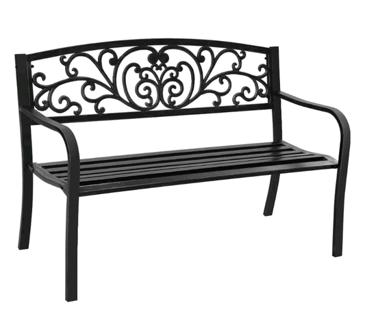 Garden Bench Seat Outdoor Chair Steel Iron Patio Furniture Lounge Black Bronze