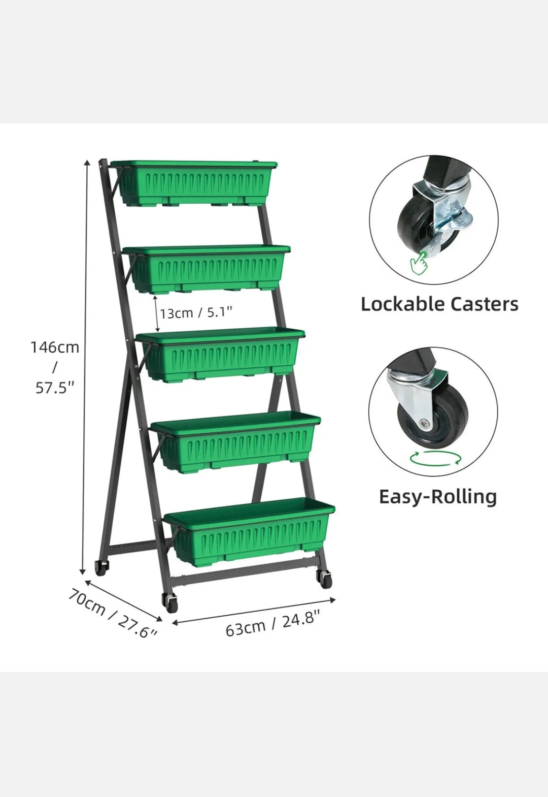 5Tier Food Safe Planter Box Removable Ladder Raised Garden Bed f/ Herb Vegetable