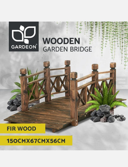 Gardeon Garden Ornaments Wooden Rustic Bridge Decor Outdoor Decoration Yard