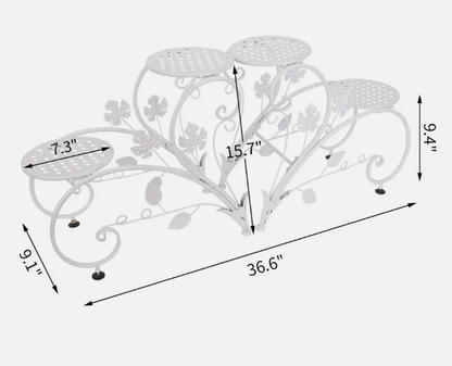 UNHO Outdoor Indoor Metal Flower Pots Planter Plant Stands  Garden Shelf Racks