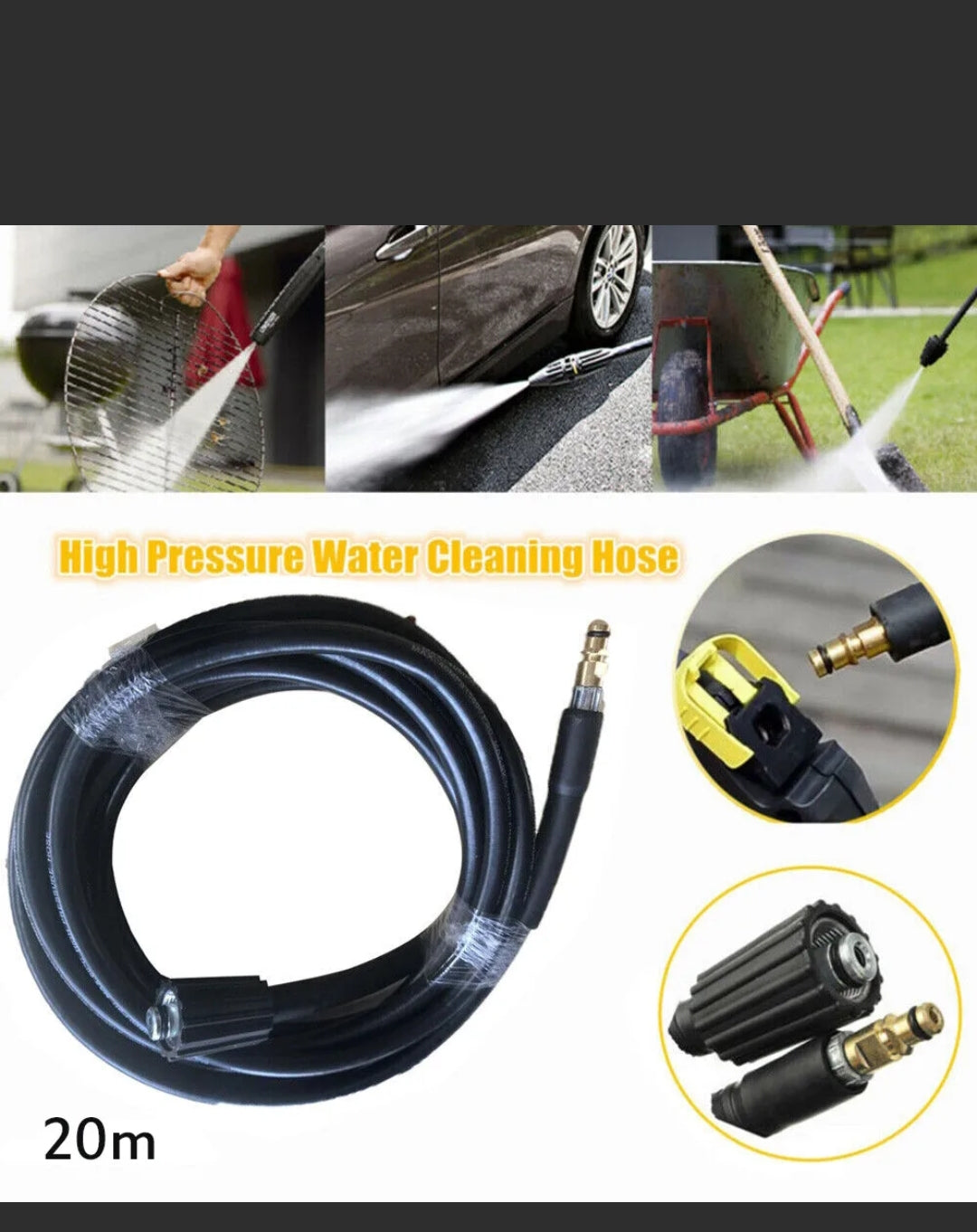 20m Spare Pressure Washer Hose Replacement For Karcher K2 K3 K4 K5 Water-Parts