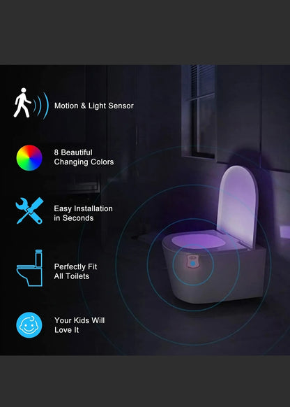 Toilet Night Light LED Motion Activated Sensor Bathroom Bowl Lamp 8 Color