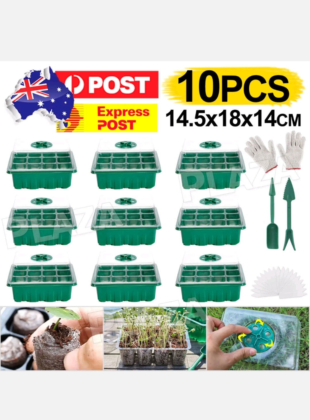 10 Plant Seeds Grow Box Propagation Nursery Garden Seedling Starter Tray 12 hole