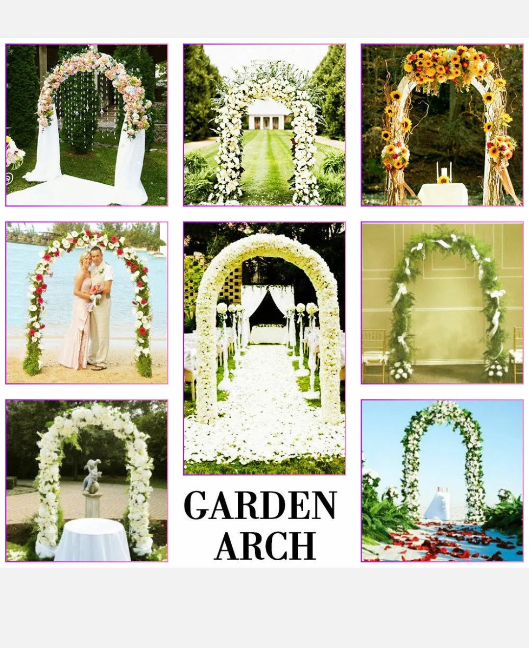 Garden Arch Climbing Plants Support Flower Arbour Pergola Trellis Archway Party