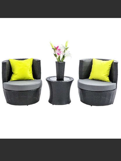 Gardeon 3 Piece Outdoor Lounge Setting Furniture Wicker Chair Table Garden Patio