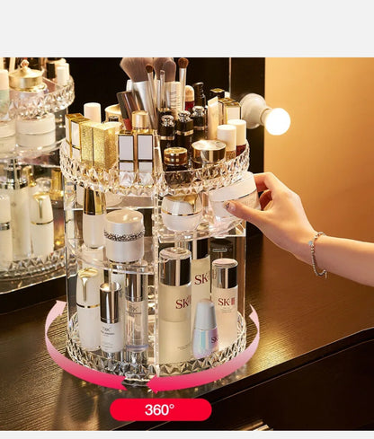 Acrylic Makeup Organiser 360° 3 Layer Rotating Clear Cosmetics Holder Storage AU