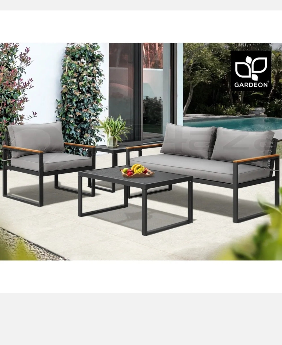 Gardeon Outdoor Sofa Set 3-Seater Corner Modular Lounge Setting Steel