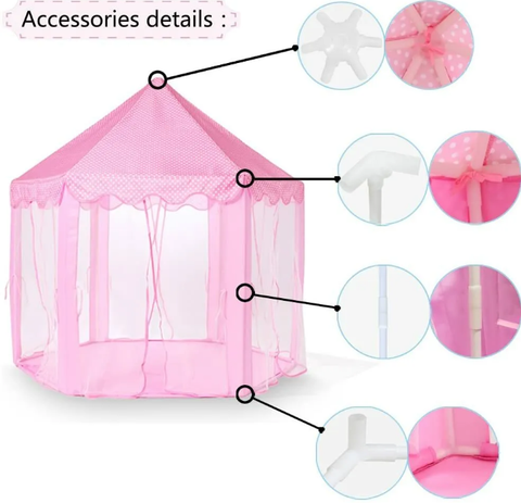 Kids Fairy Princess Castle Play House Hexagon Toy Tent Pop Up Tent + LED Light