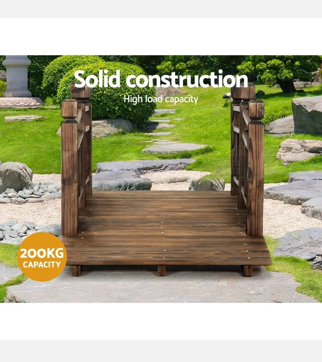 Gardeon Garden Ornaments Wooden Rustic Bridge Decor Outdoor Decoration Yard