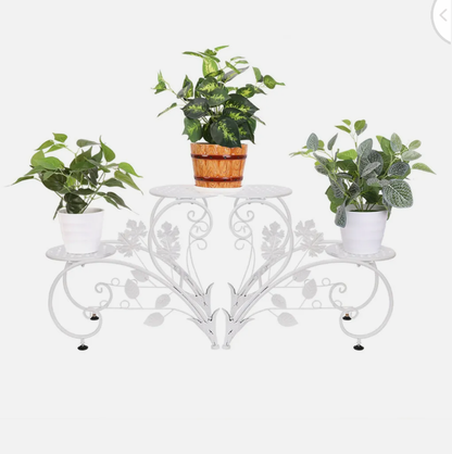 UNHO Outdoor Indoor Metal Flower Pots Planter Plant Stands  Garden Shelf Racks