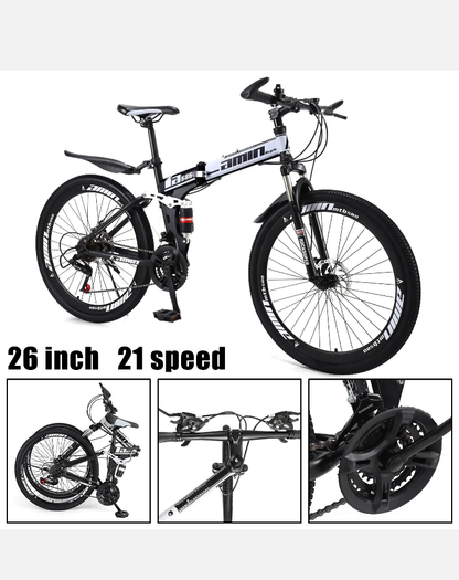 Unisex Adult Mountain Bike Full Suspension 26" 21 Speed MTB Folding Bicycle AU1