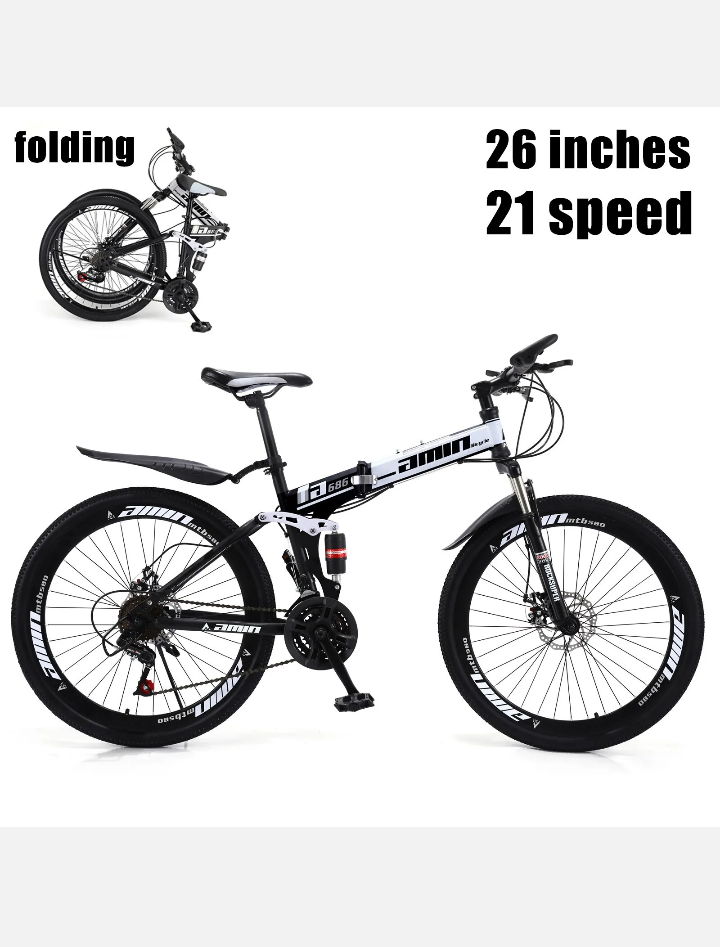 Unisex Adult Mountain Bike Full Suspension 26" 21 Speed MTB Folding Bicycle AU1