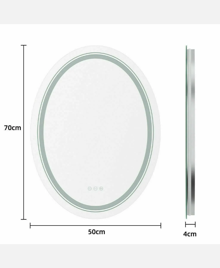 High Lumen Big Oval LED Bathroom Mirror Wall Vanity Mirror Anti-Fog Smart Touch