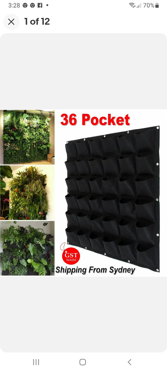 36 Pocket Planter Outdoor Vertical Garden Wall Planting Hanging Bag for Herbs AU - Bright Tech Home