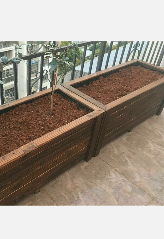 Large Rectangular Garden Planter Box Big Volum Herbs Growing Box Carbonized Wood