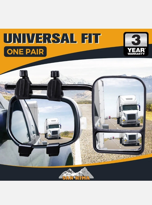 2x Towing Mirrors Pair Clip on Multi Fit Clamp On Towing Caravan 4X4 Trailer - Bright Tech Home