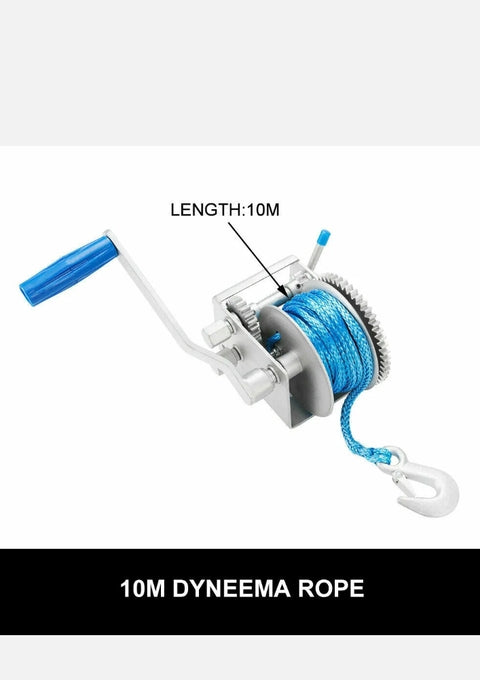 Hand Winch 2000KG/4410LBS 3 Speed Dyneema Synthetic Rope Boat Car Marine 10M