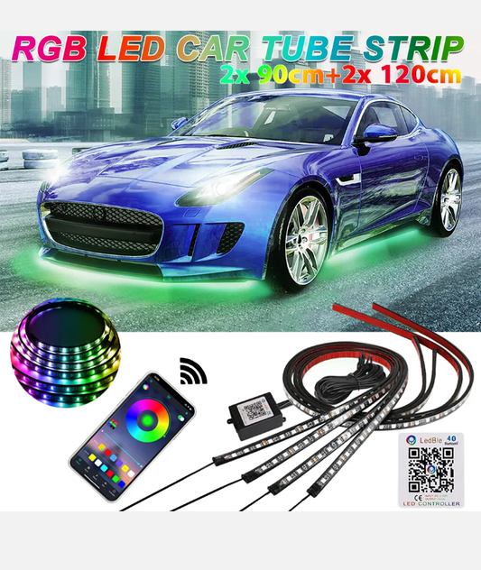 4X APP Bluetooth Control RGB LED Under Car Tube Strip Underglow Body Neon Light - Bright Tech Home