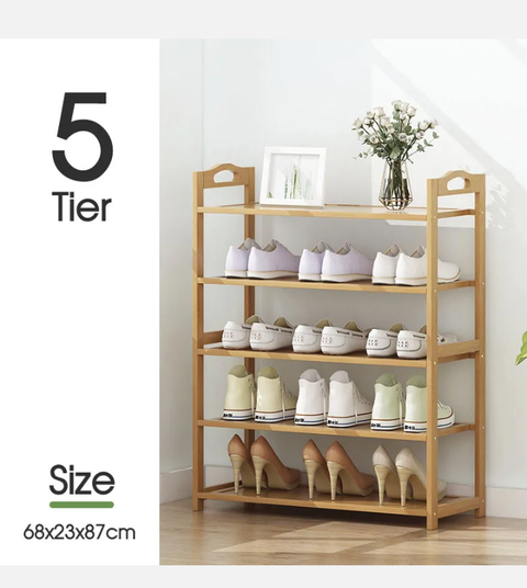 3-6 Tiers Layers Bamboo Shoe Rack Storage Organizer Wooden Shelf Stand Shelves - Bright Tech Home
