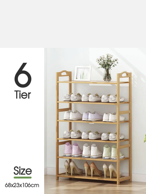 3-6 Tiers Layers Bamboo Shoe Rack Storage Organizer Wooden Shelf Stand Shelves - Bright Tech Home