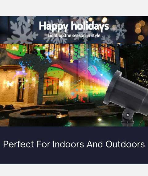 Jingle Jollys Pattern LED Laser Landscape Projector Light Lamp Christmas Party