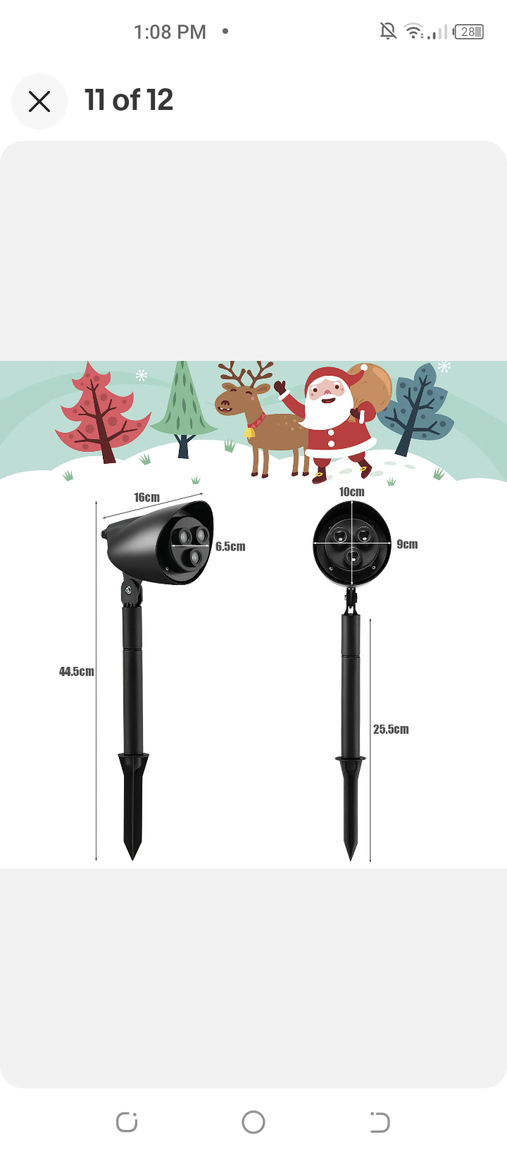 Christmas Projector Light LED Projection Lamp with Lawn Stake & 3 LED Lights