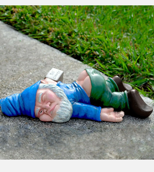 Funny Drunk Dwarf Garden Gnome Decor Yard Patio Ornament Rude Passed Out Statue