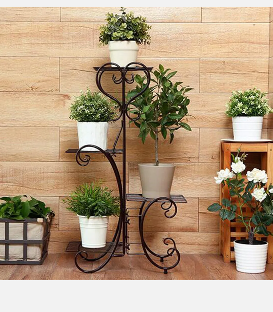 Beautiful Curve Pot Plant Stand Garden Metal 4 Tier Planter Shelves Corner Shelf