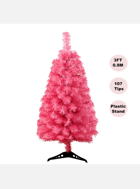 Pink Christmas Tree 2/3/4/5/6/7/8/9FT Fluffy Tips Metal Stand Easy Assemble Xmas