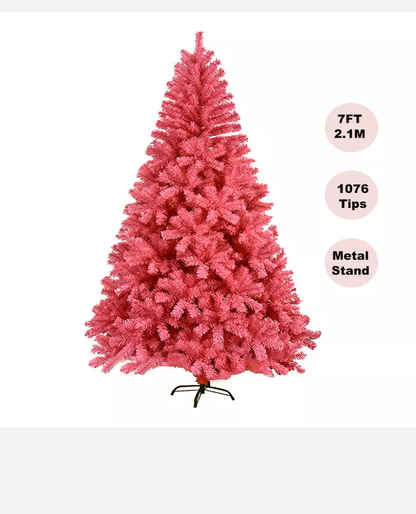 Pink Christmas Tree 2/3/4/5/6/7/8/9FT Fluffy Tips Metal Stand Easy Assemble Xmas