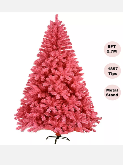 Pink Christmas Tree 2/3/4/5/6/7/8/9FT Fluffy Tips Metal Stand Easy Assemble Xmas