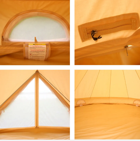 4-Season Bell Tent 3M 4M 5M 6M Waterproof Cotton Canvas Glamping Yurt Teppe Tent - Bright Tech Home