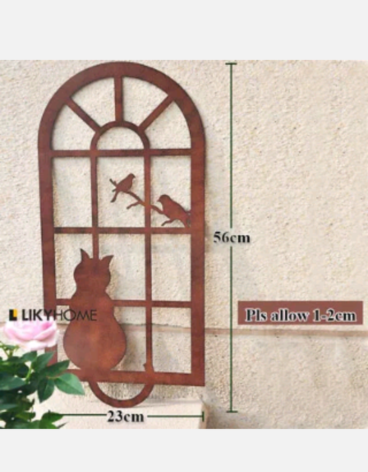 CAT Metal Wall Art 56cm Framed Hanging Home Decor Sculpture Garden Window Design - Bright Tech Home