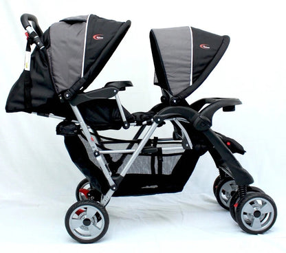 New Mamakiddies Tandem Double Pram Twin Stroller New Born Toddler Baby Jogger