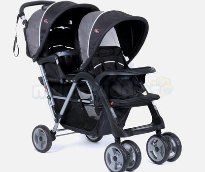 New Mamakiddies Tandem Double Pram Twin Stroller New Born Toddler Baby Jogger