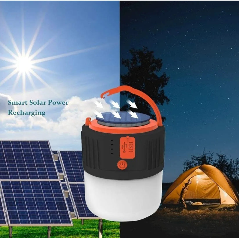 Portable Solar Camping Light LED Tent Light Outdoor Lantern Power Bank 5 Modes