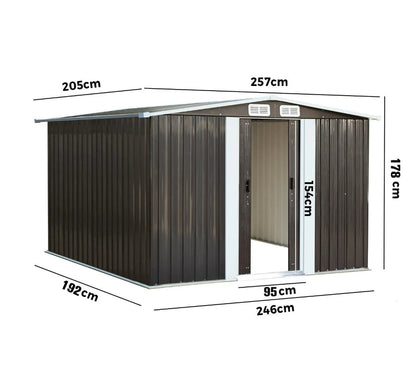 Livsip Garden Shed Outdoor Storage Sheds 2.57x2.05M Workshop Cabin Metal House