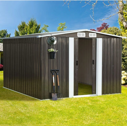 Livsip Garden Shed Outdoor Storage Sheds 2.57x2.05M Workshop Cabin Metal House