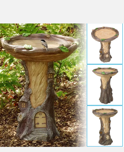 Bird Bath Garden Ornament Decor Resin Statue Sculpture Outdoor Feeder Lawn Yard - Bright Tech Home